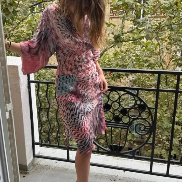 S2001 Roberto Cavalli Psychadelic Silk Dress - Picture 1 of 9